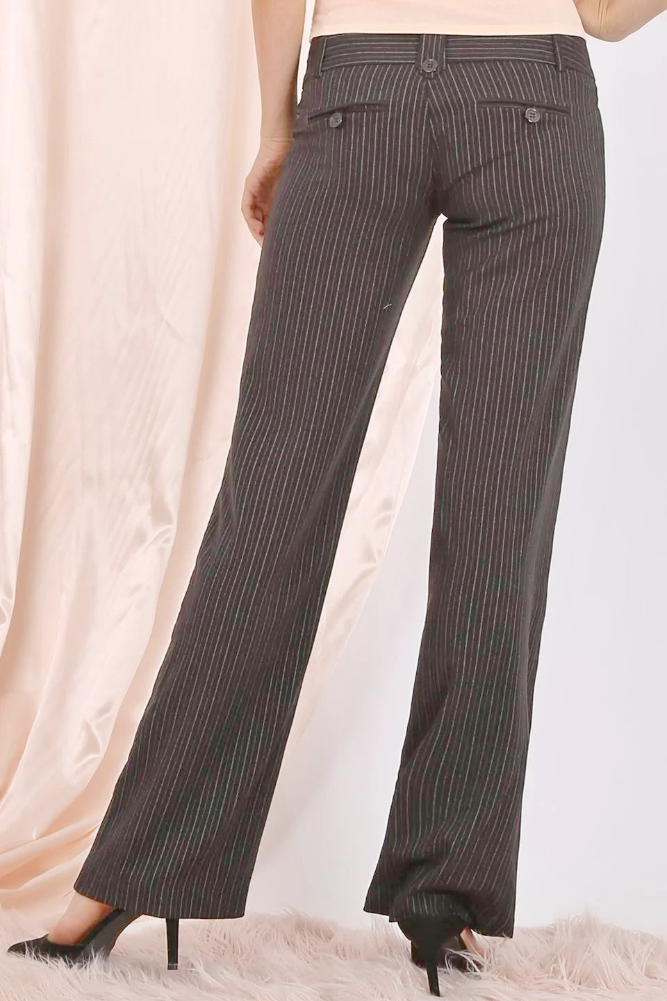 MISS PINKI Dakota tailored pinstripe work pants in Grey