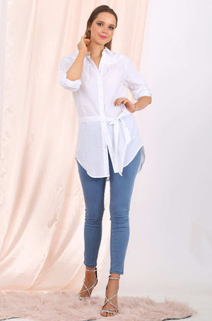 Callie long shirt in white