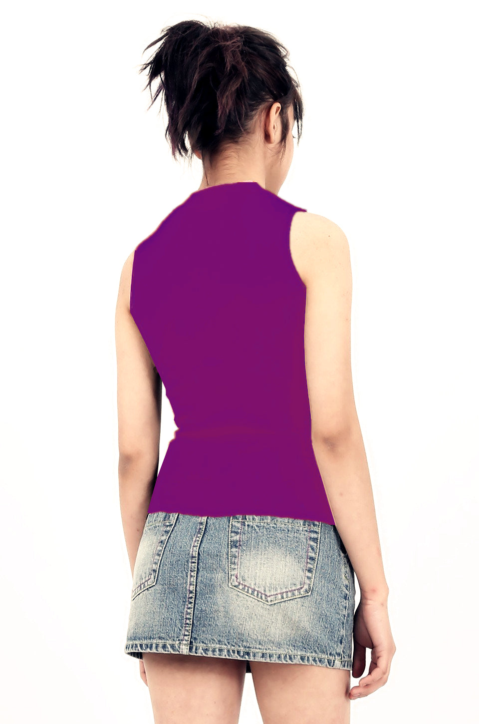 MISS PINKI Madelyn sleeveless knitwear top - purple - high neck knitwear - Petite