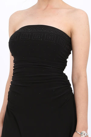 MISS PINKI Isla embellished cocktail boobtube bandeau strapless dress - black