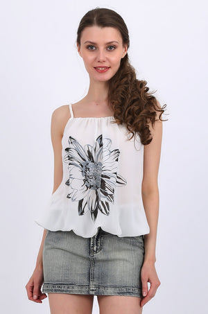 Aubree Chiffon cami in white