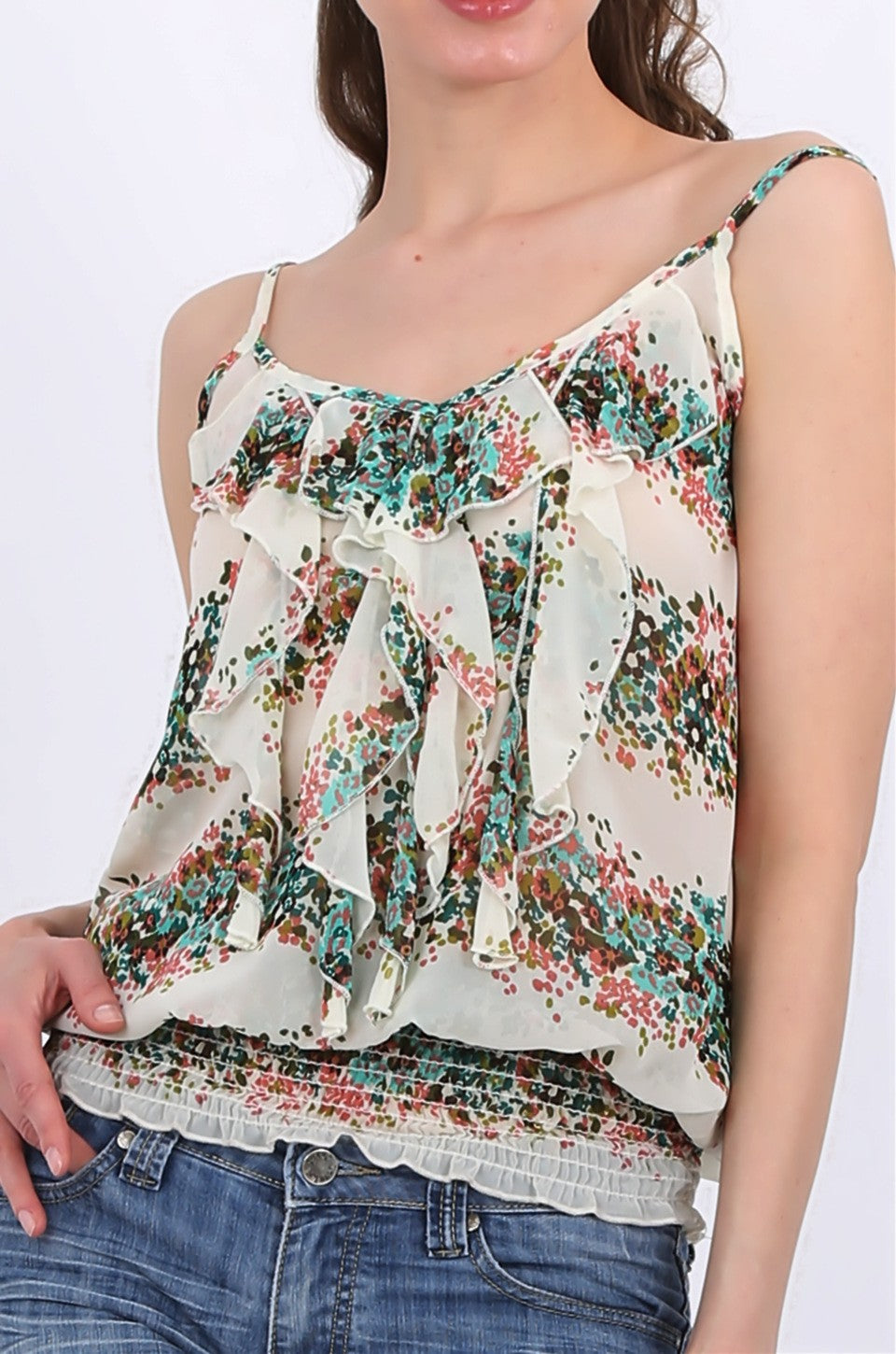 Hadley Chiffon Cam in Green Print