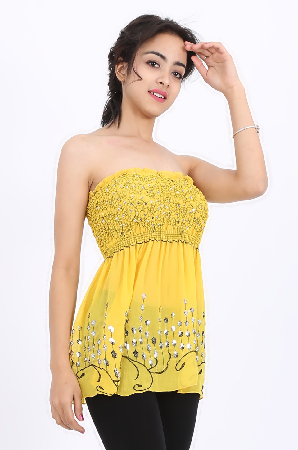 Mila Sequin Top in Yellow