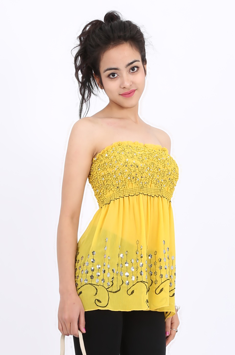 Mila Sequin Top in Yellow