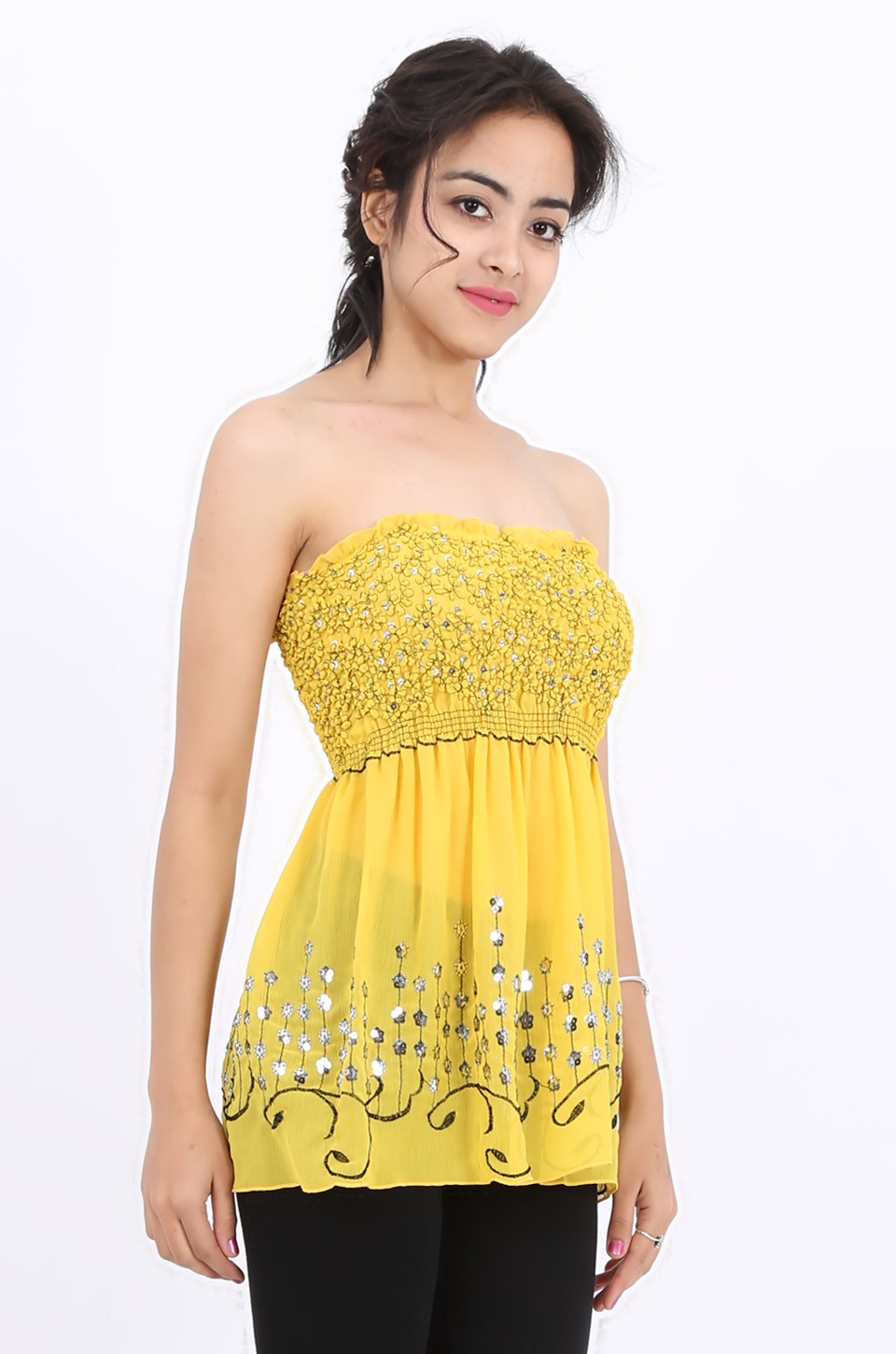 Mila Sequin Top in Yellow