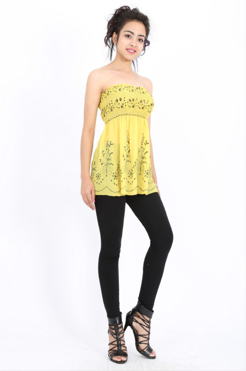 Ella Sequin Top in Yellow