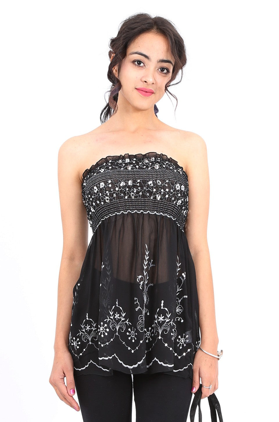 Ella Sequin Top in Black