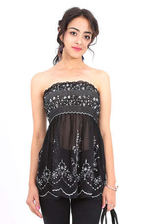 Ella Sequin Top in Black