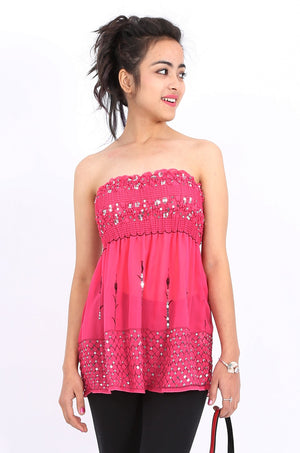 Avery Sequin Top in Pink