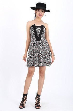 MISS PINKI Victoria V dress in leopard print