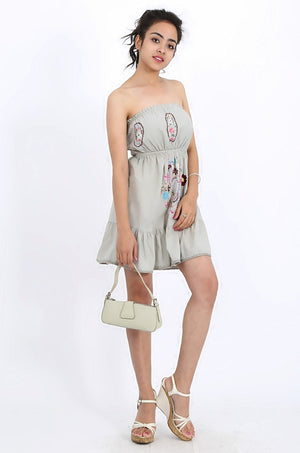 MISS PINKI Zoe boobtube dress in taupe