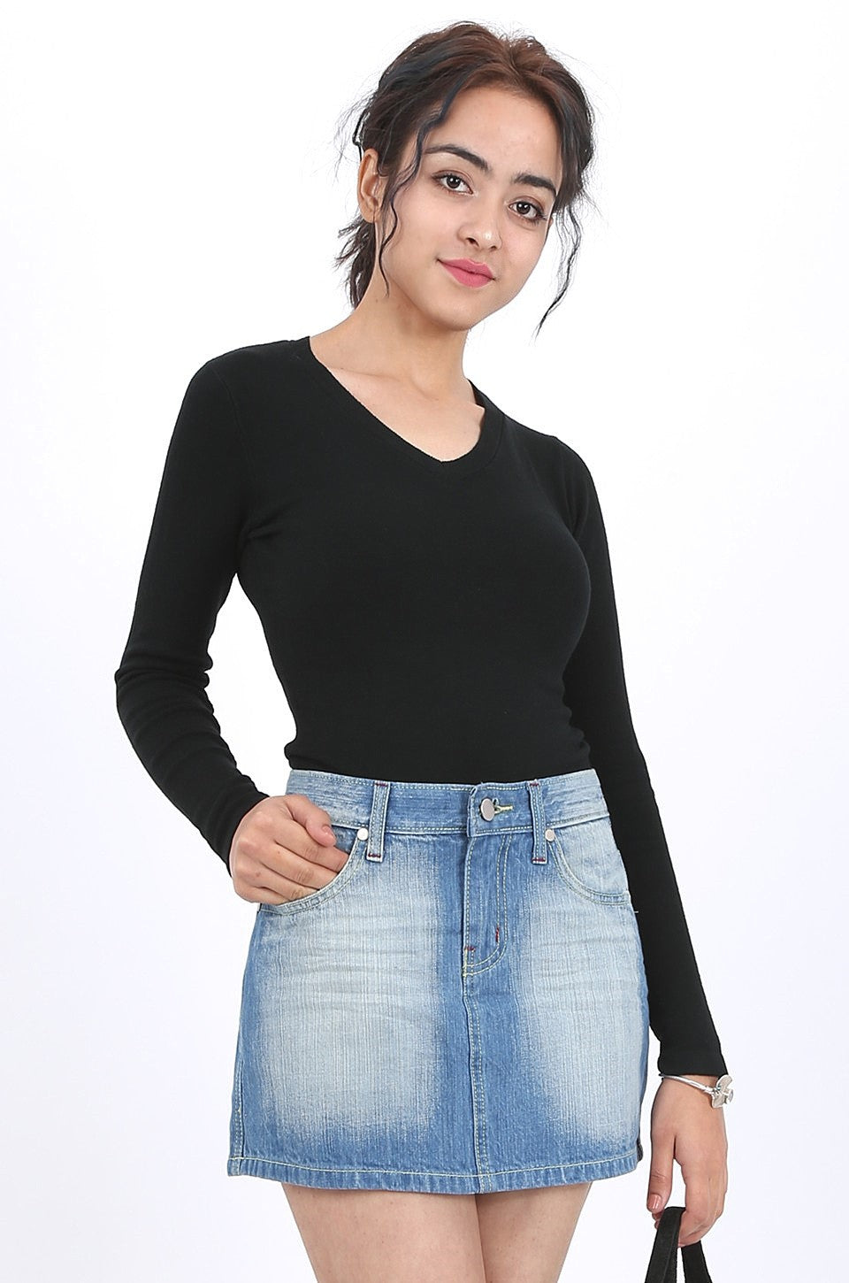 MISS PINKI Anna long sleeve V-neck Knitwear - black - Petite