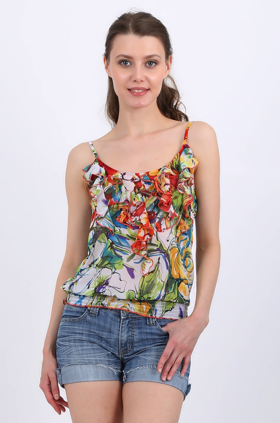 Hadley Chiffon Cami in green print