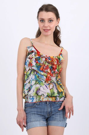 Hadley Chiffon Cami in green print