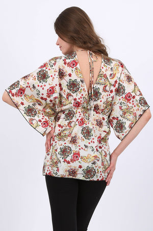 Paisley Kimono Satin Top