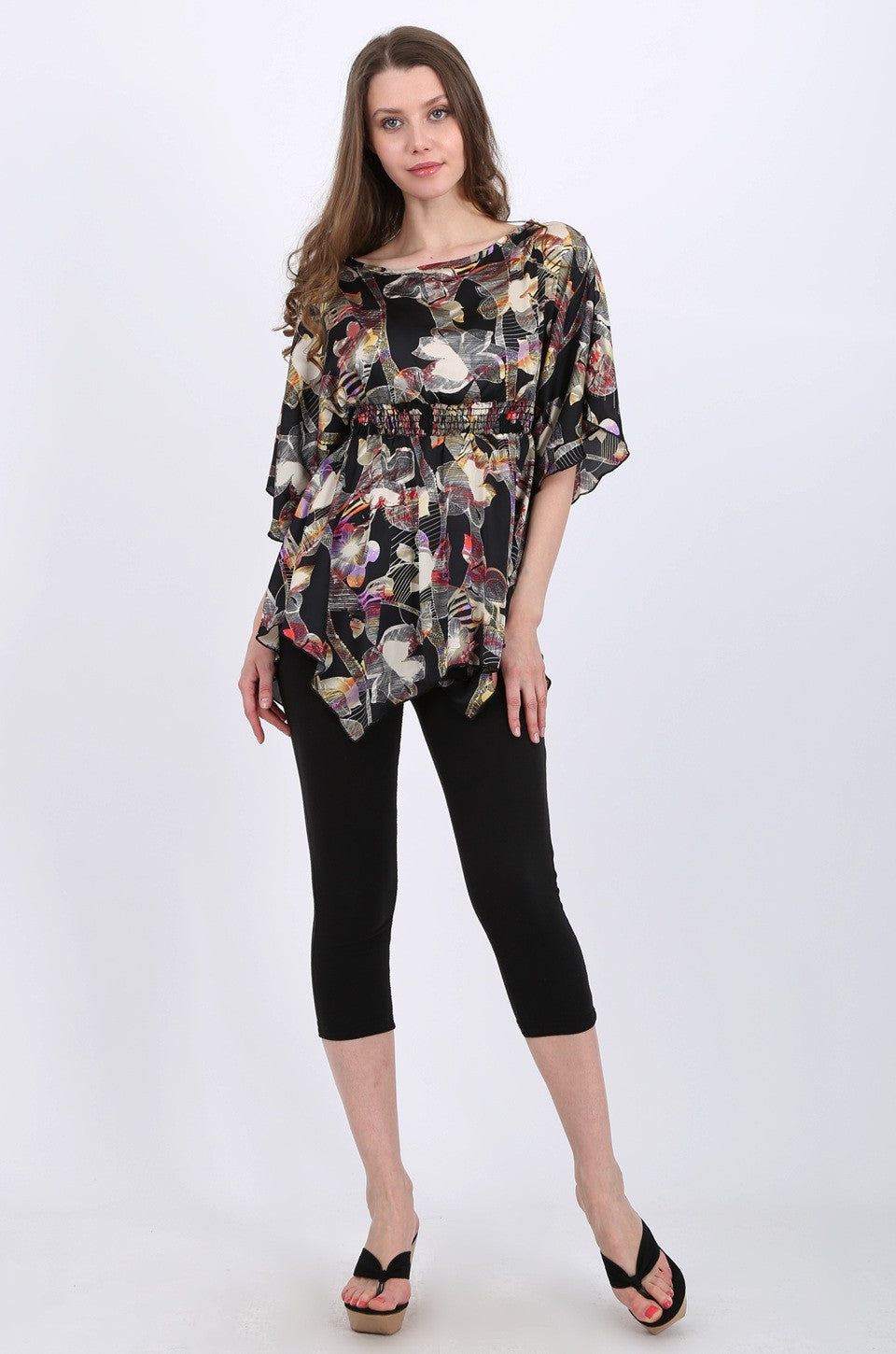 Vivian Satin Tunic Top in Print