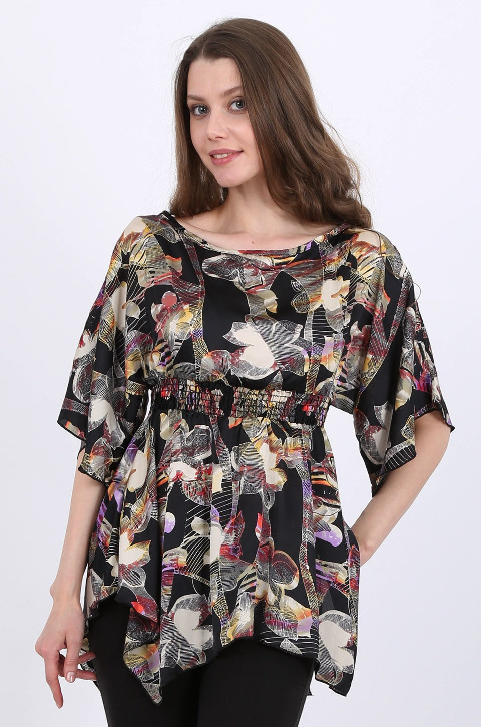 Vivian Satin Tunic Top in Print