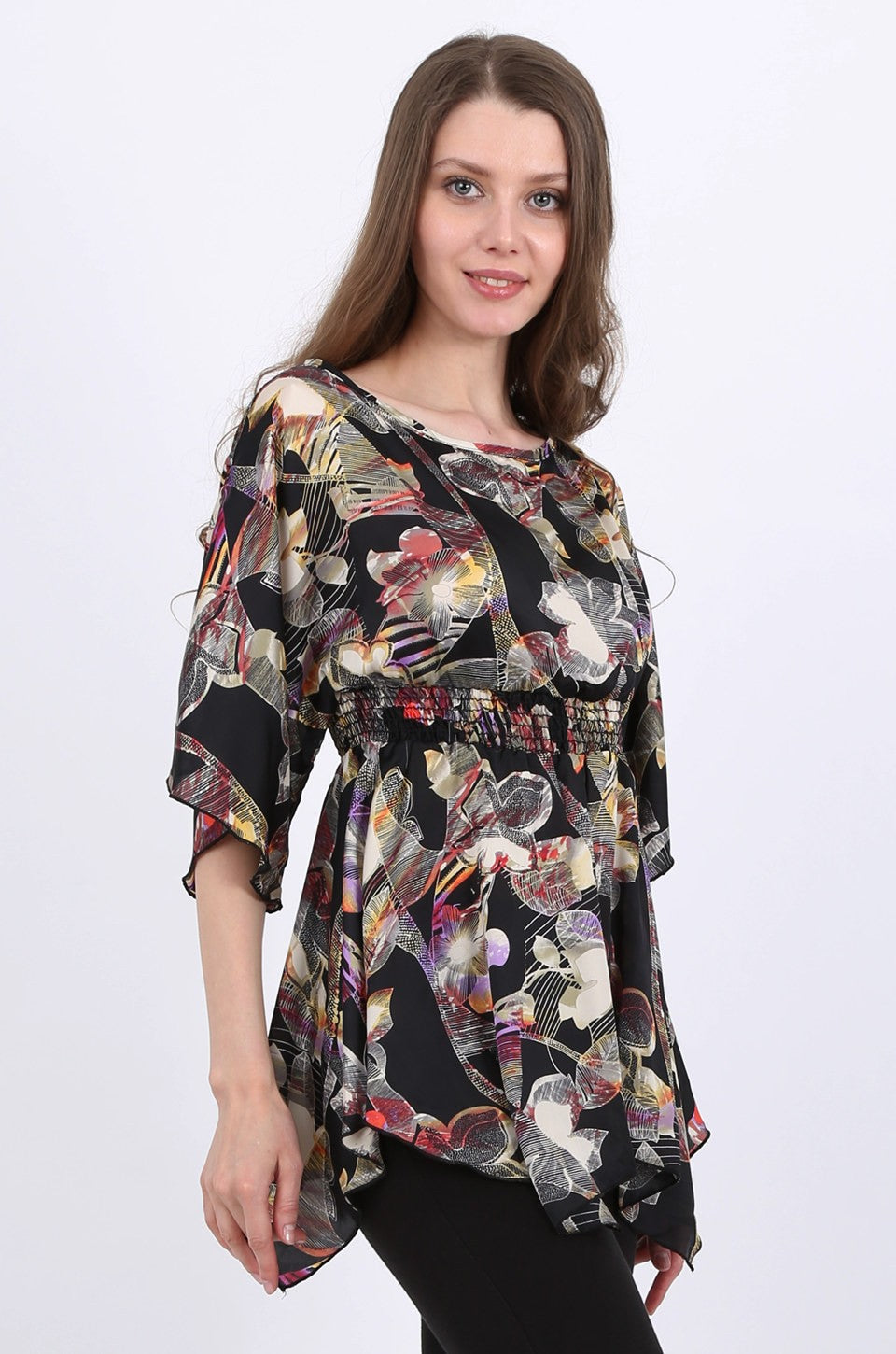 Vivian Satin Tunic Top in Print