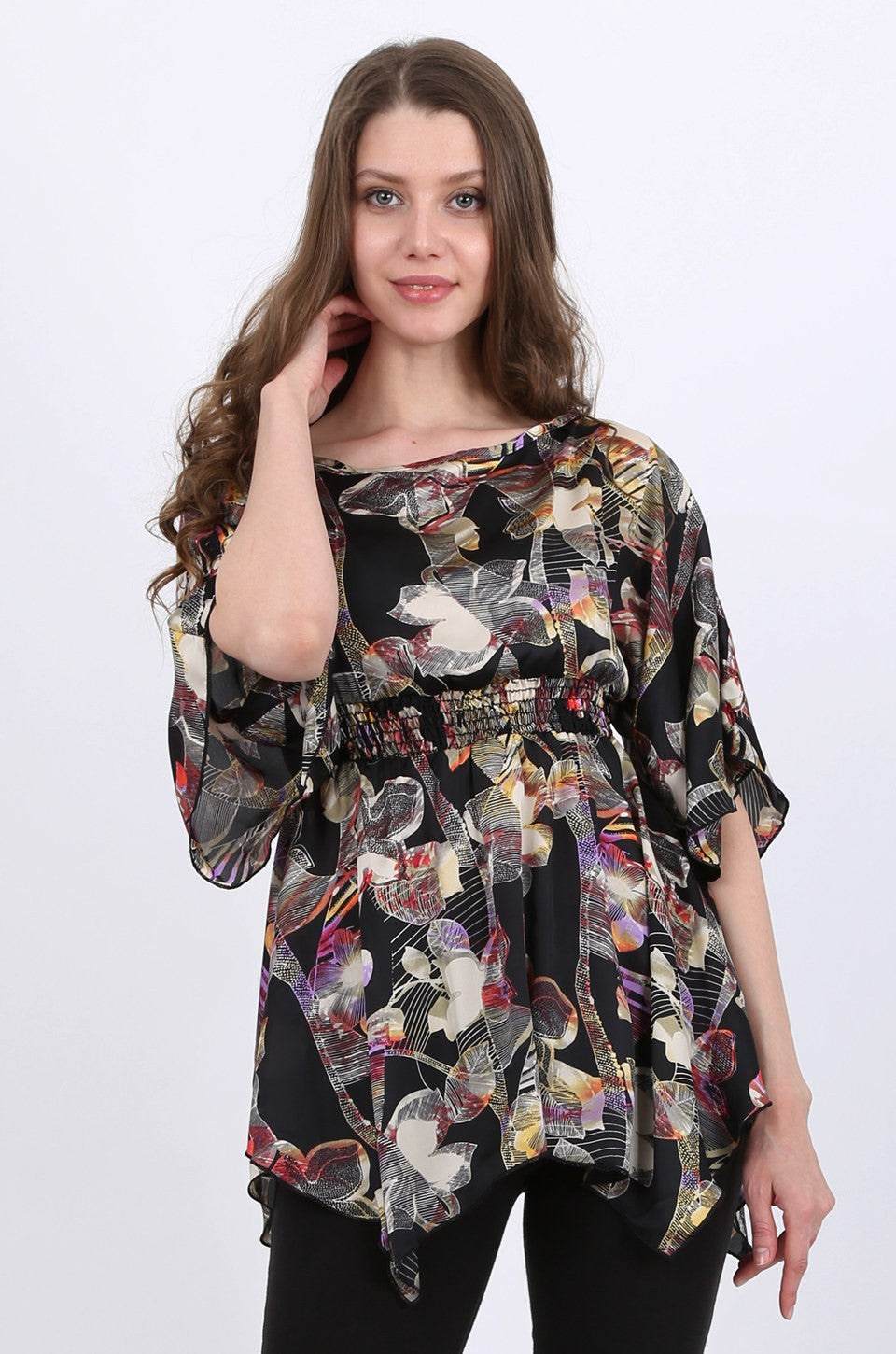 Vivian Satin Tunic Top in Print