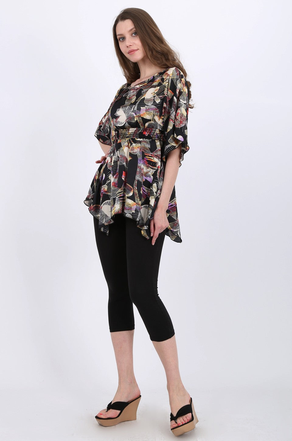 Vivian Satin Tunic Top in Print