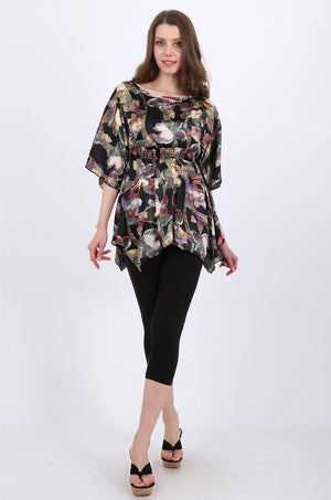 Vivian Satin Tunic Top in Print