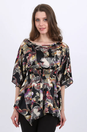 Vivian Satin Tunic Top in Print