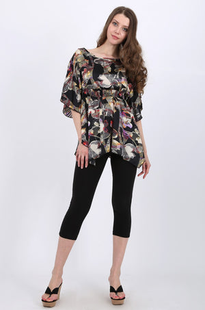 Vivian Satin Tunic Top in Print