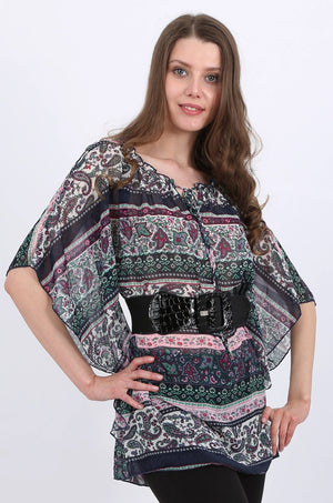 Clara Paisley Chiffon Tunic Top