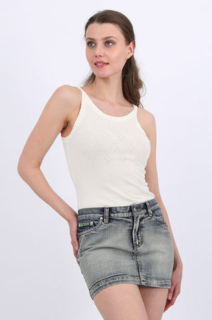 MISS PINKI Valentina knitwear top - beige - knitwear cami - Petite