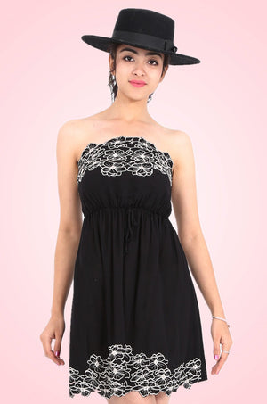 MISS PINKI Aria Embroidery dress in black