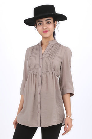 Sarah long shirt in taupe