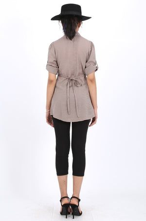 Sarah long shirt in taupe