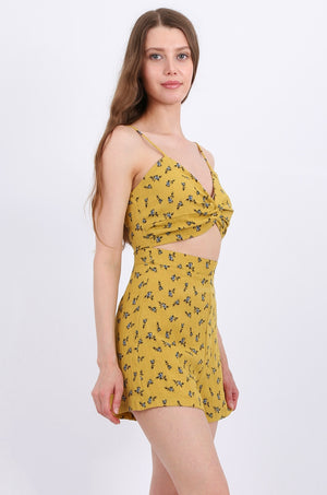 MISS PINKI Iris playsuit in mustard floral