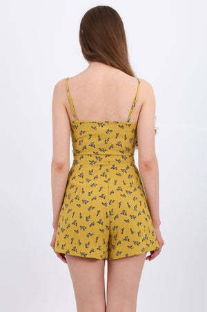 MISS PINKI Iris playsuit in mustard floral