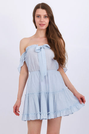 MISS PINKI Khloe Off-shoulder dress in light blue