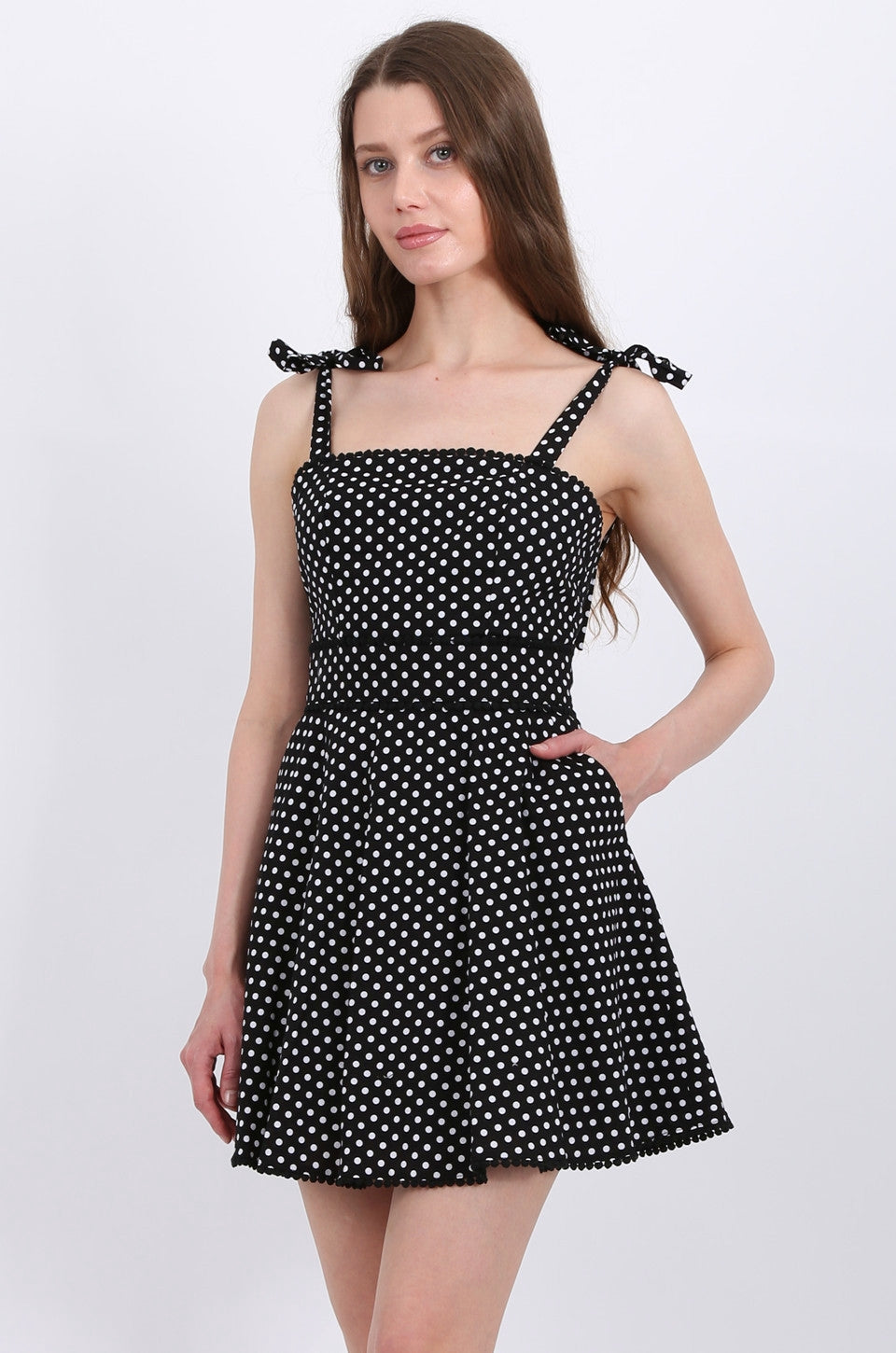 MISS PINKI Alyssa Polka Dots Dress In Black