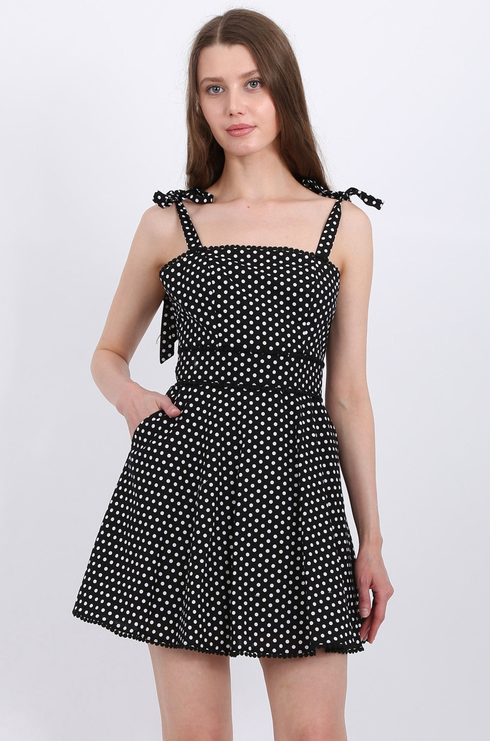 MISS PINKI Alyssa Polka Dots Dress In Black