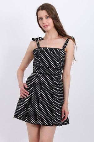 MISS PINKI Alyssa Polka Dots Dress In Black