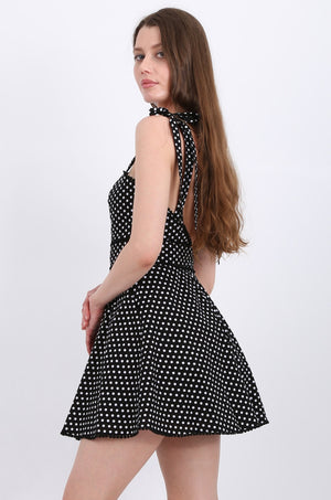 MISS PINKI Alyssa Polka Dots Dress In Black