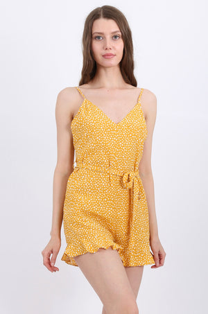 MISS PINKI Eliza Ruffled Playsuit in Mustard