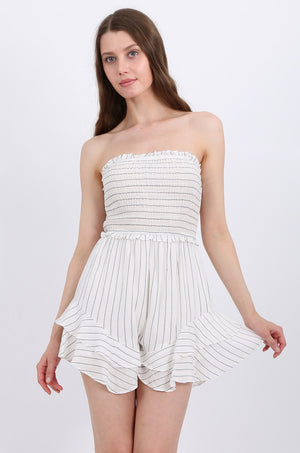 MISS PINKI Eliza Playsuit in white Stripe