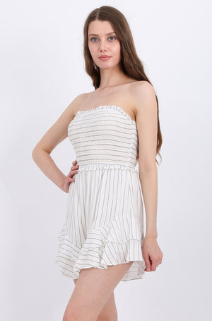 MISS PINKI Eliza Playsuit in white Stripe