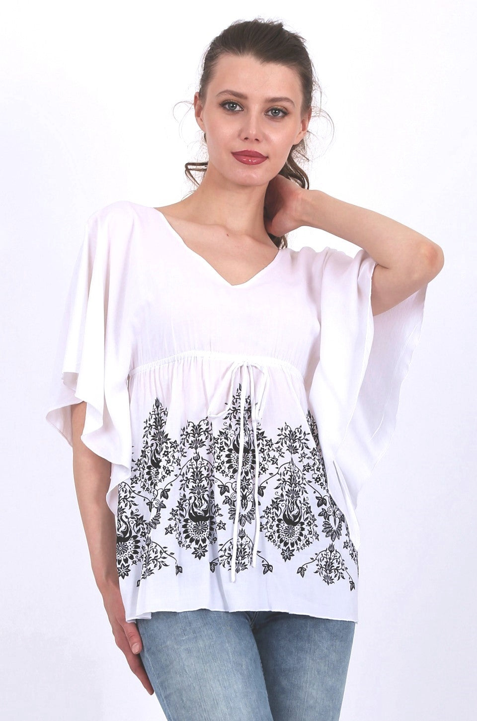 Caroline Print top in white