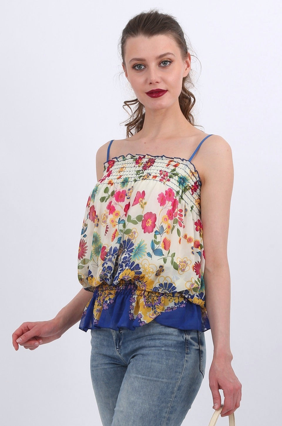 Emery Chiffon Top in pink print