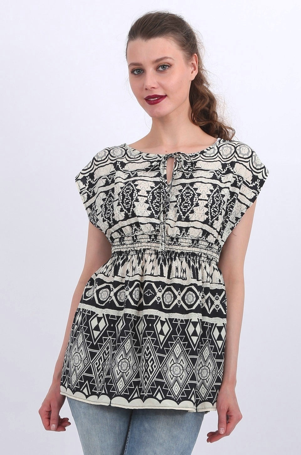 Emerson Crepe Top in black print