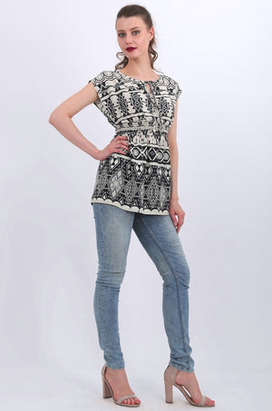 Emerson Crepe Top in black print