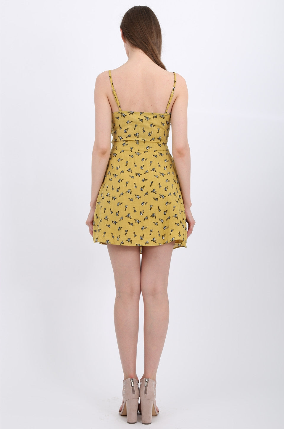 MISS PINKI Iris Mini Dress in Mustard floral