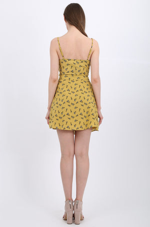 MISS PINKI Iris Mini Dress in Mustard floral