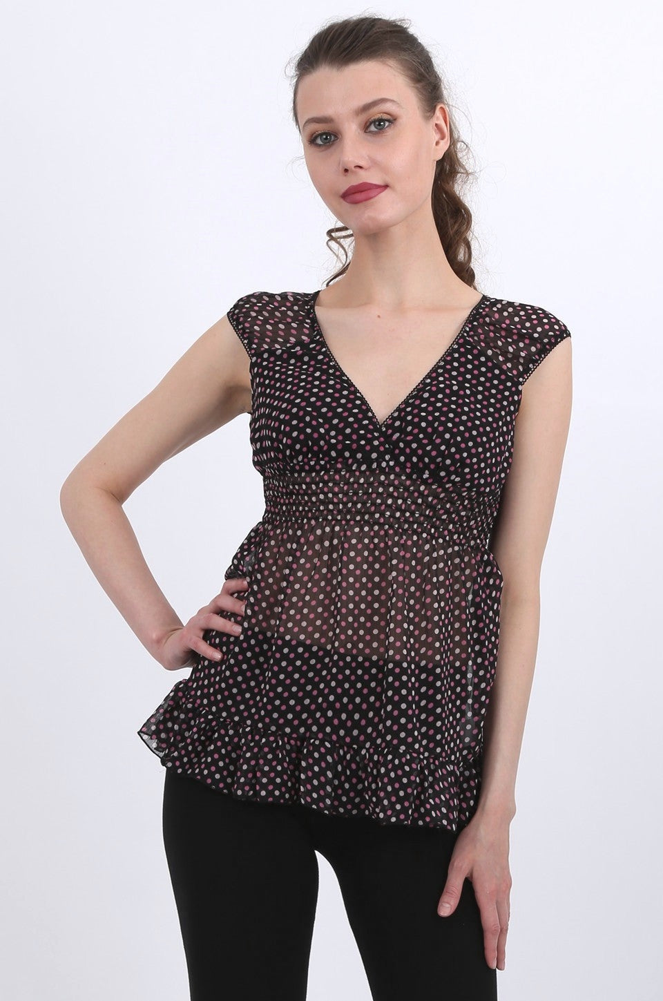 Madeline chiffon top in polka dot