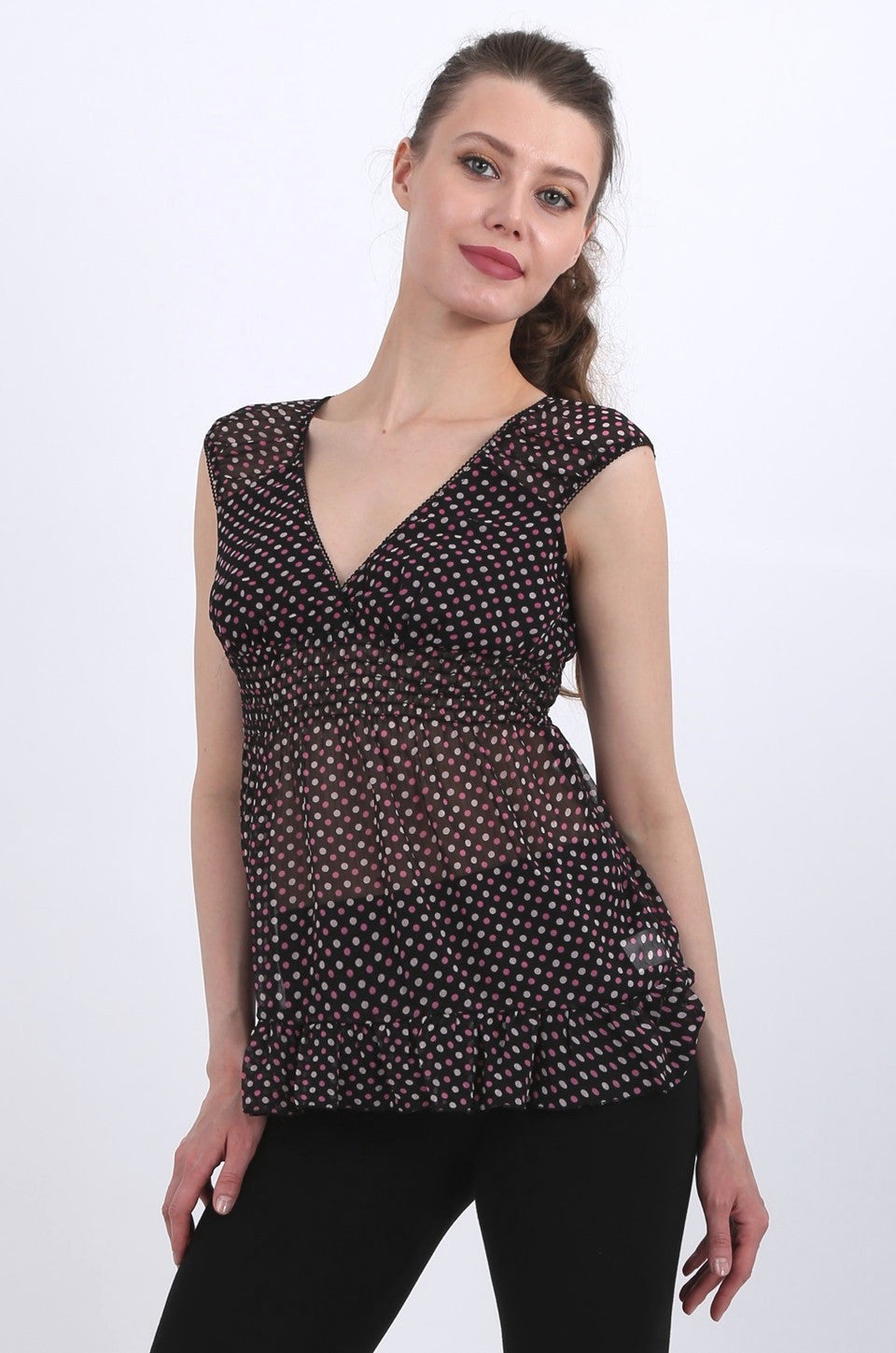 Madeline chiffon top in polka dot